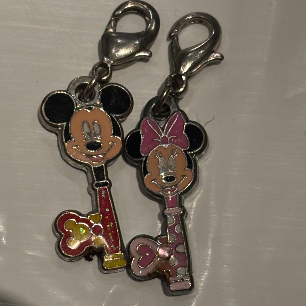 Disney Mickey and Minnie Key Charm Bracelets - Pink and Red